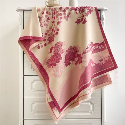 Jacquard Fringed Cashmere-Like Scarf