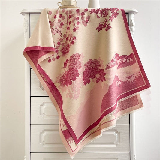 Jacquard Fringed Cashmere-Like Scarf