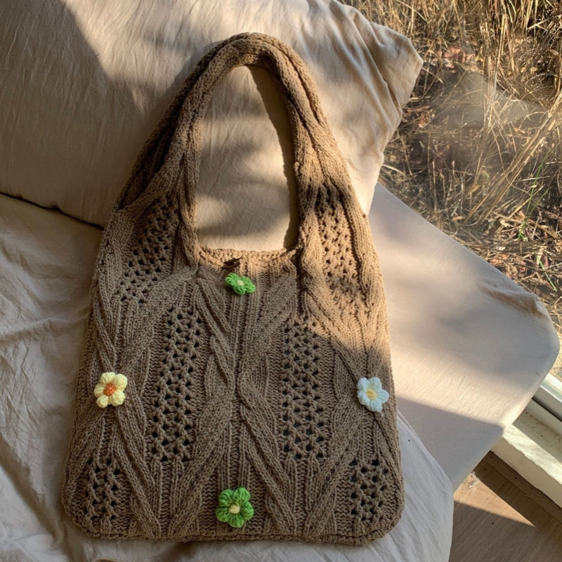 Crochet Tote Bag Simple Wool Knitted Bag