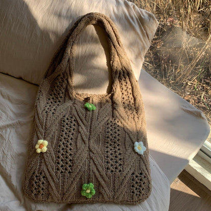 Crochet Tote Bag Simple Wool Knitted Bag