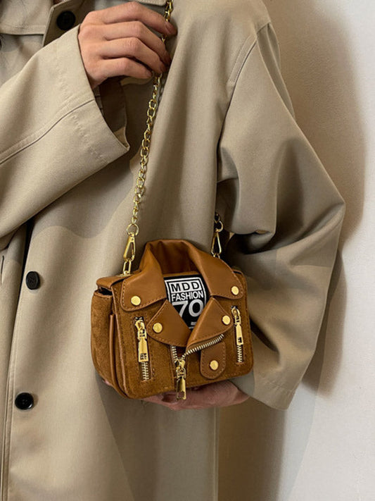 Chains Geometric Zipper Bags Crossbody Bags Handbags