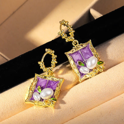 Earwish - Vintage Purple Painting Earrings – Artistic &amp; Elegant
