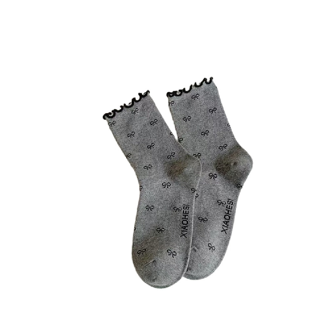 Rufia - Cute Basic Frilly Mid-calf Socks