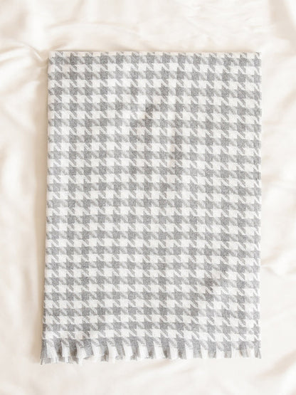 Fringed Houndstooth Keep Warm Shawl&Scarf