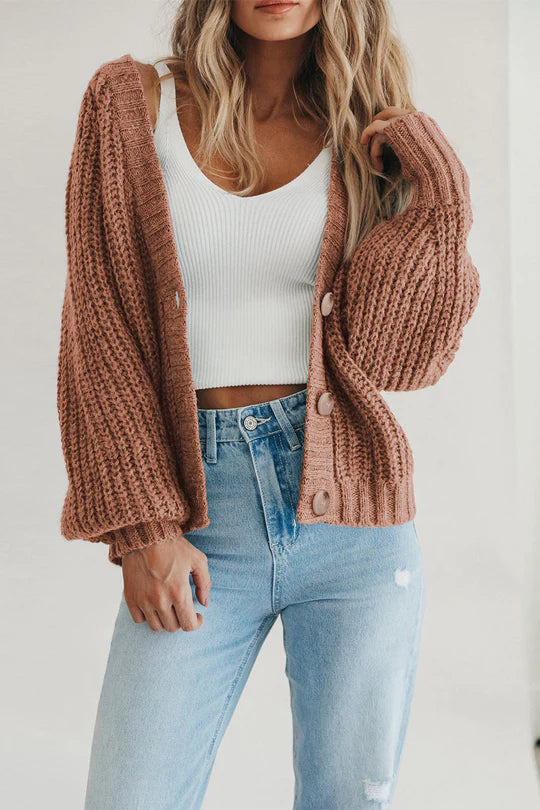 Women Open Front Button Down knit Fall Sweater Cardigan