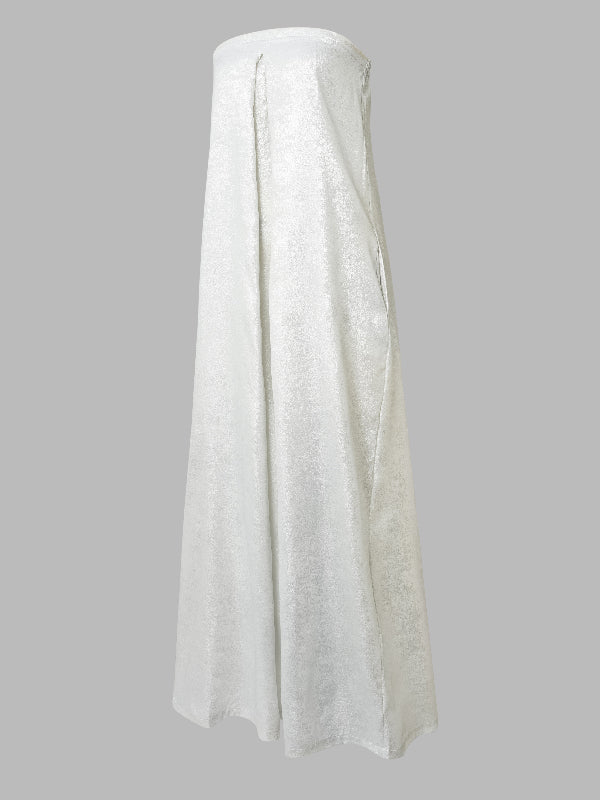 Wide Leg Solid Color Strapless Tube Jumpsuits