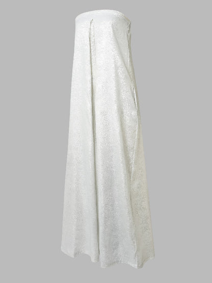 Wide Leg Solid Color Strapless Tube Jumpsuits