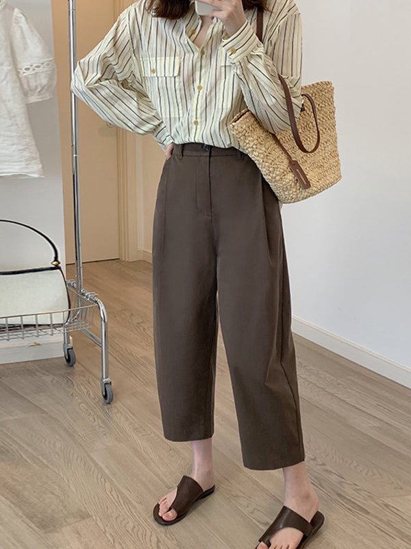 High Waisted Loose Solid Color Casual Pants Bottoms