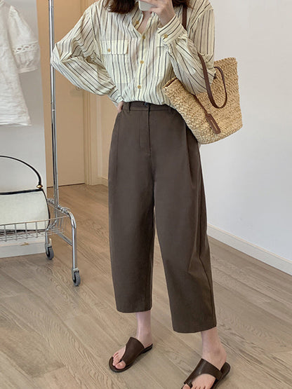 High Waisted Loose Solid Color Casual Pants Bottoms
