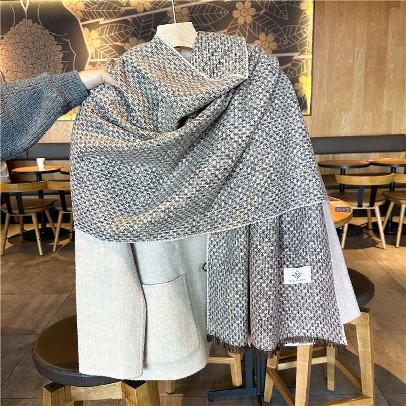 Plaid Fringe Warm Scarf