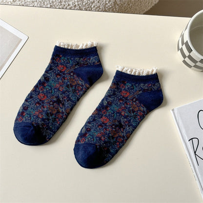 Rufia - Floral Lace Trim Ankle Socks