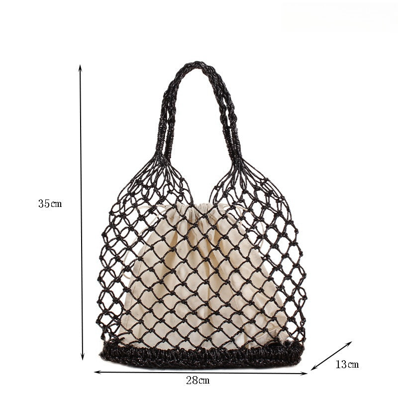 Crochet Market Bag Gold Silver Thread Hand Crochet Bag