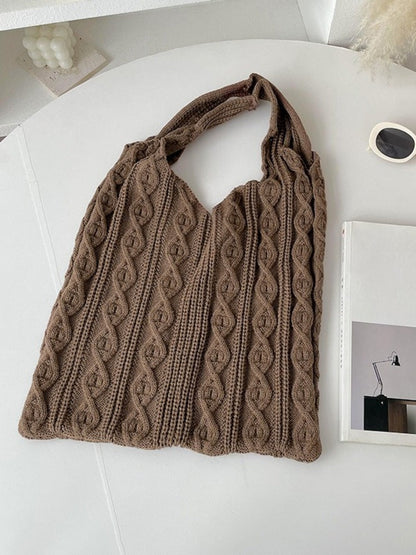Cosbai - Vintage Knit Shoulder Tote Bag - Casual &amp; Stylish