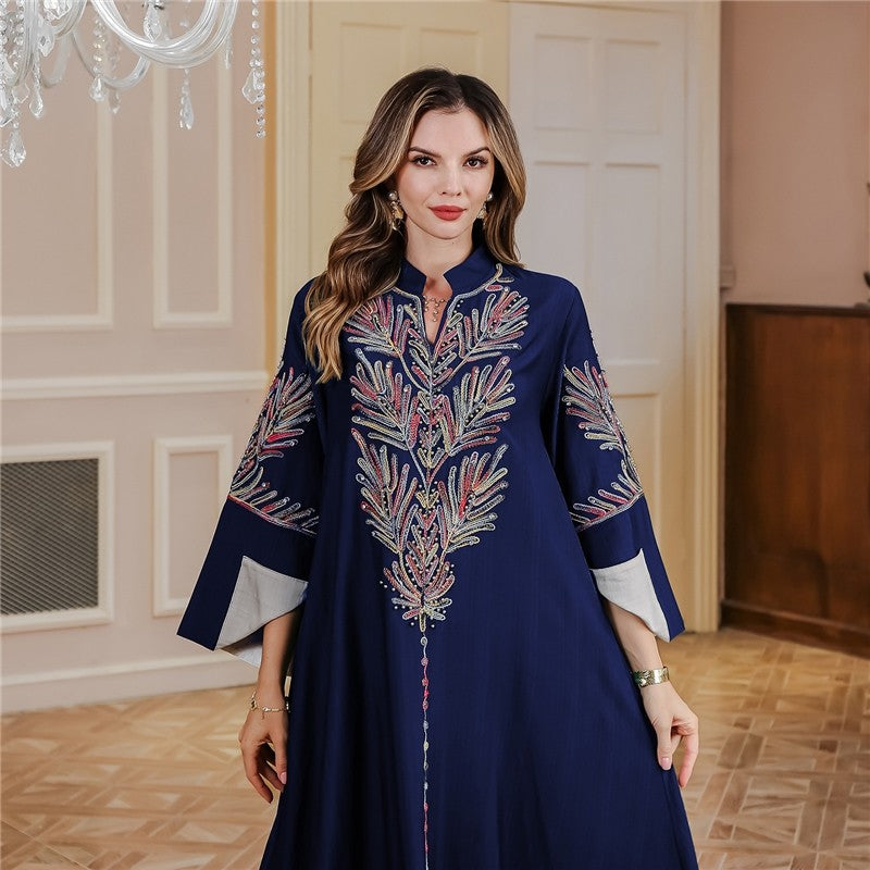Embroidered Loose Tribal Muslim Abaya Dress