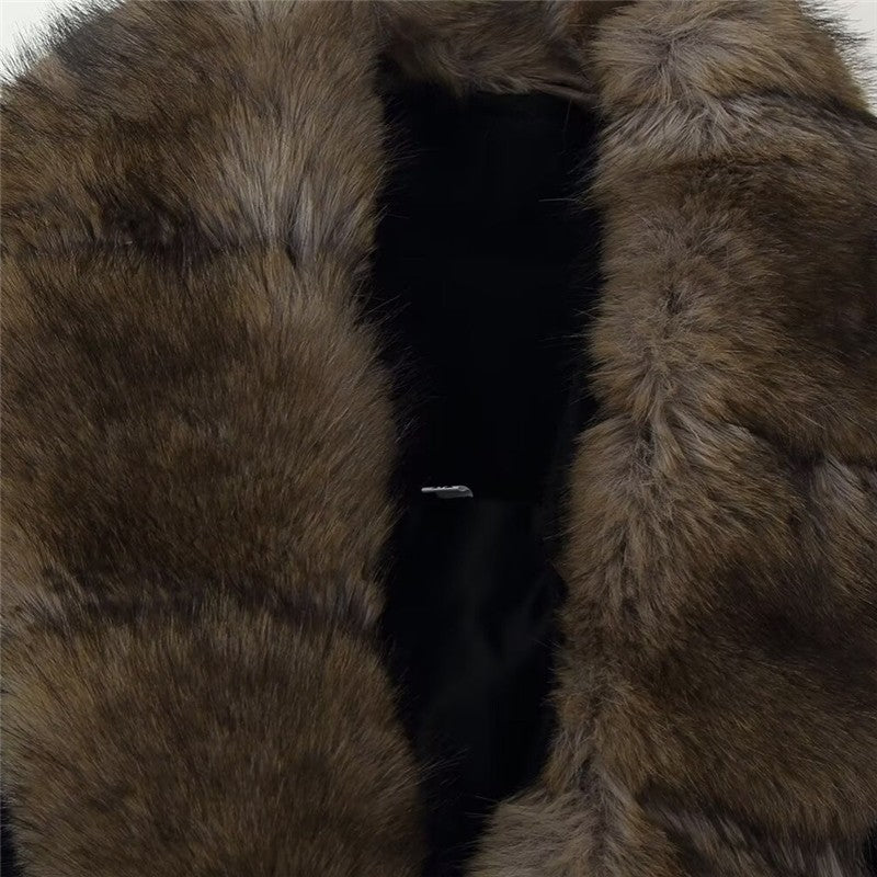 Fur Collar Belted Wool Coat