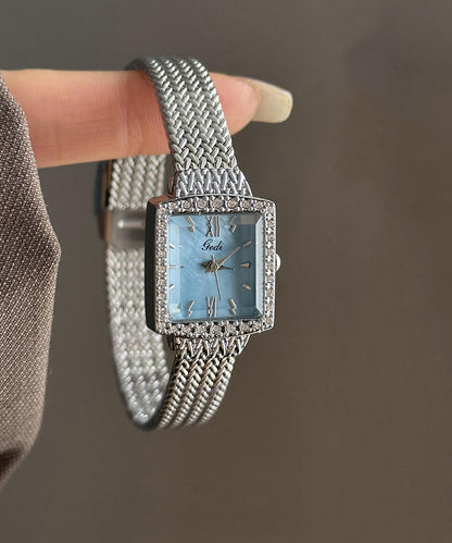 Chic Baby Blue Stainless Steel Waterproof Chain Watches