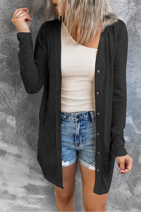 Casual Button Front Open Front Cover Up