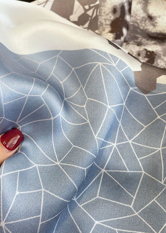 Satin Floral Square Scarf With Subtle Neutrals