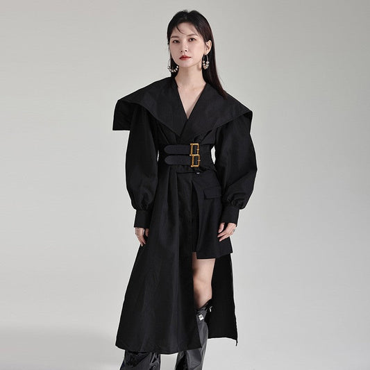 Solid Color Dress With Large Lapel