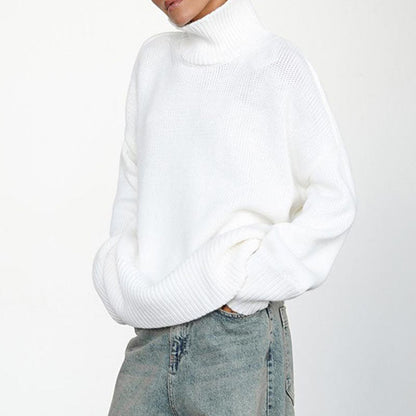 Winter High Neck Solid Color Knit Sweater