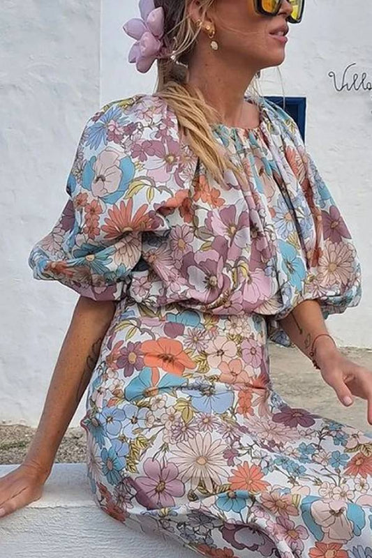Holiday Floral Print Top \u0026 Skirt Two-Piece Set
