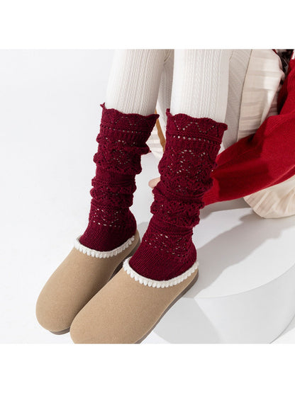 Rufia - Vintage-inspired Knit Socks with Embossed Openwork