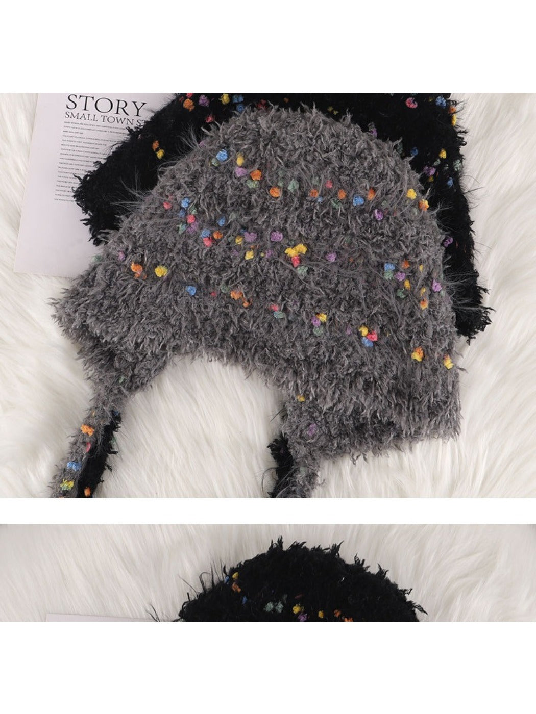 Haila - Colorful Bean Decoration Knitted Beanie with Braided Detail