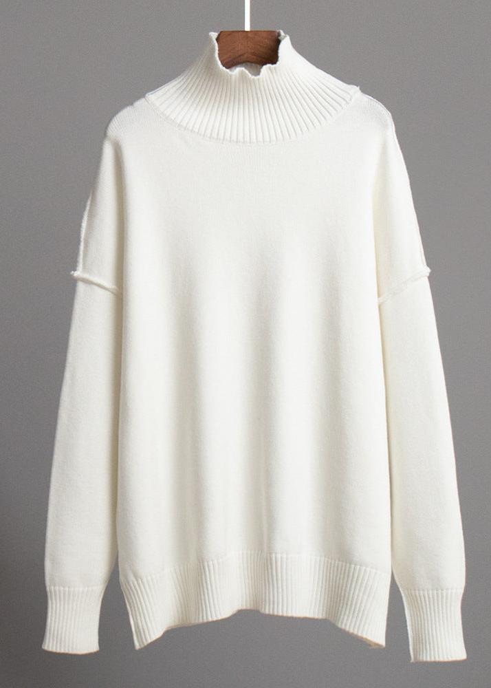Cozy Knit Turtleneck Sweater With Patchwork