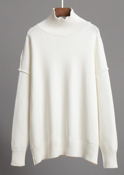 Cozy Knit Turtleneck Sweater With Patchwork