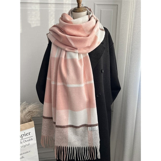 Fringed Plaid Shawl Scarf