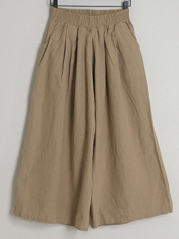 Leisure Fashion Wide Leg Loose Elasticity Solid Color Casual Pants Bottoms