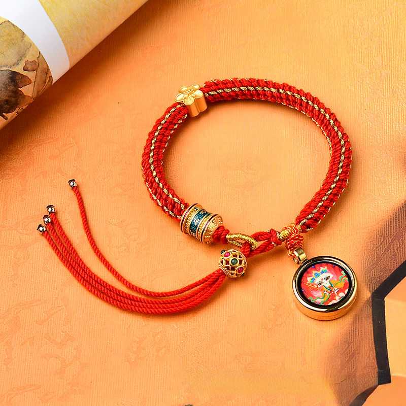 Hand-Painted Thangka Dharma Eye, God Of Wealth Eye, Tibetan Style Handwoven Bracelet