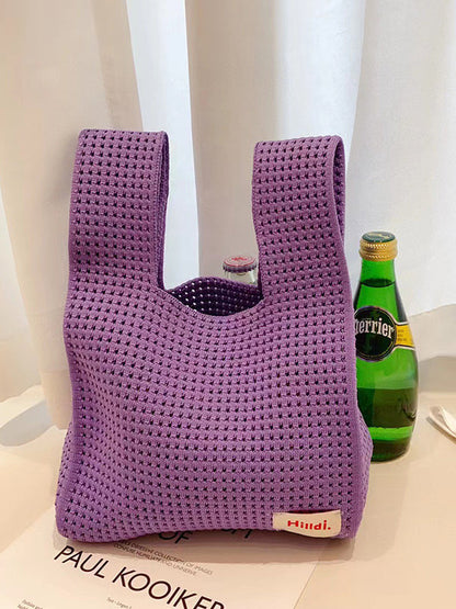 Hollow Letter Print Solid Color Handbags