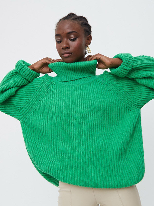 Casual 6 Colors High-Neck Long Sleeves Sweater Top