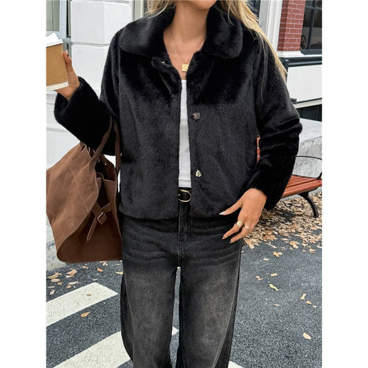 Solid Color Long Sleeve Sweater Coat