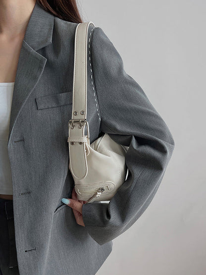 Buckle Solid Color Zipper Armpit Bags