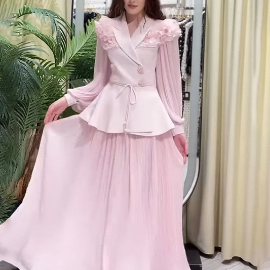 Fashion Luxury Two Piece Dress Floral Mesh