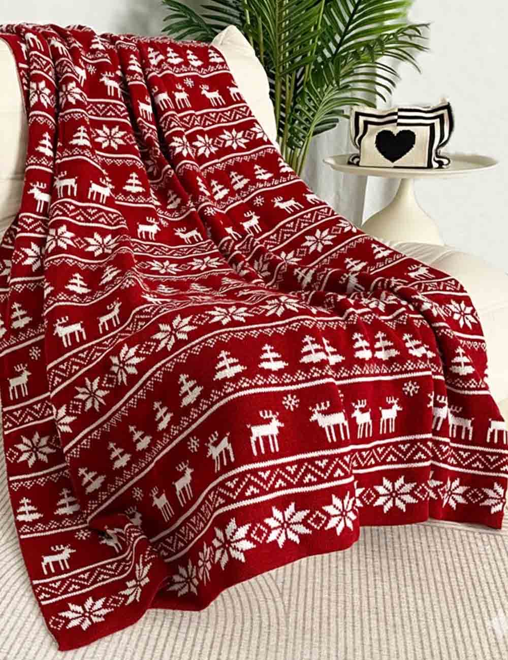 Christmas Snowflake Reversible Soft Throw Knit Blanket