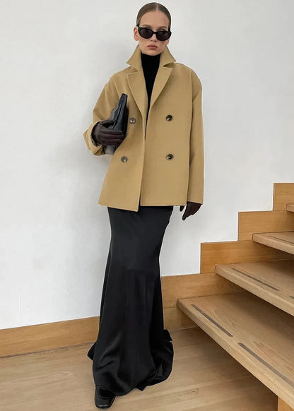 Double Breasted Wool Coat With Relaxed Fit