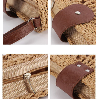 Cosbai - Half-Moon Straw Woven Crossbody Bag - Stylish &amp; Casual