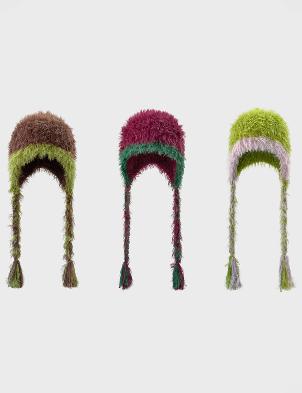 Winter Fuzzy Long Braided Ear Flaps Beanie Hat