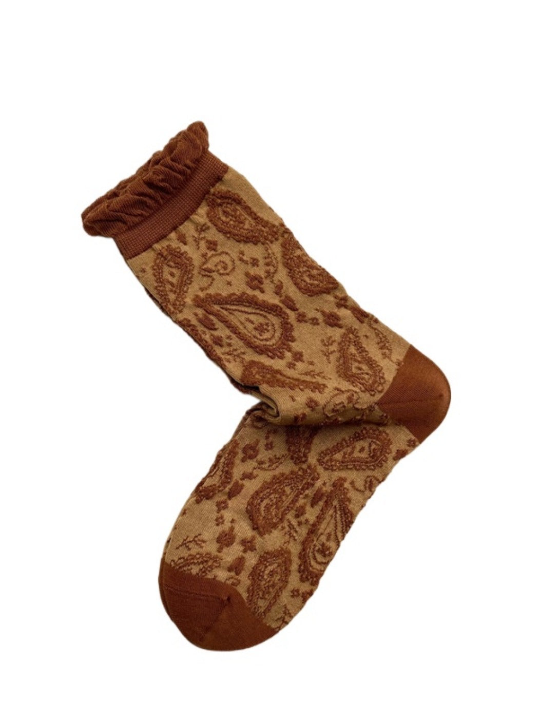Rufia - Retro Mid-calf Socks with Cashew Flower Patterns