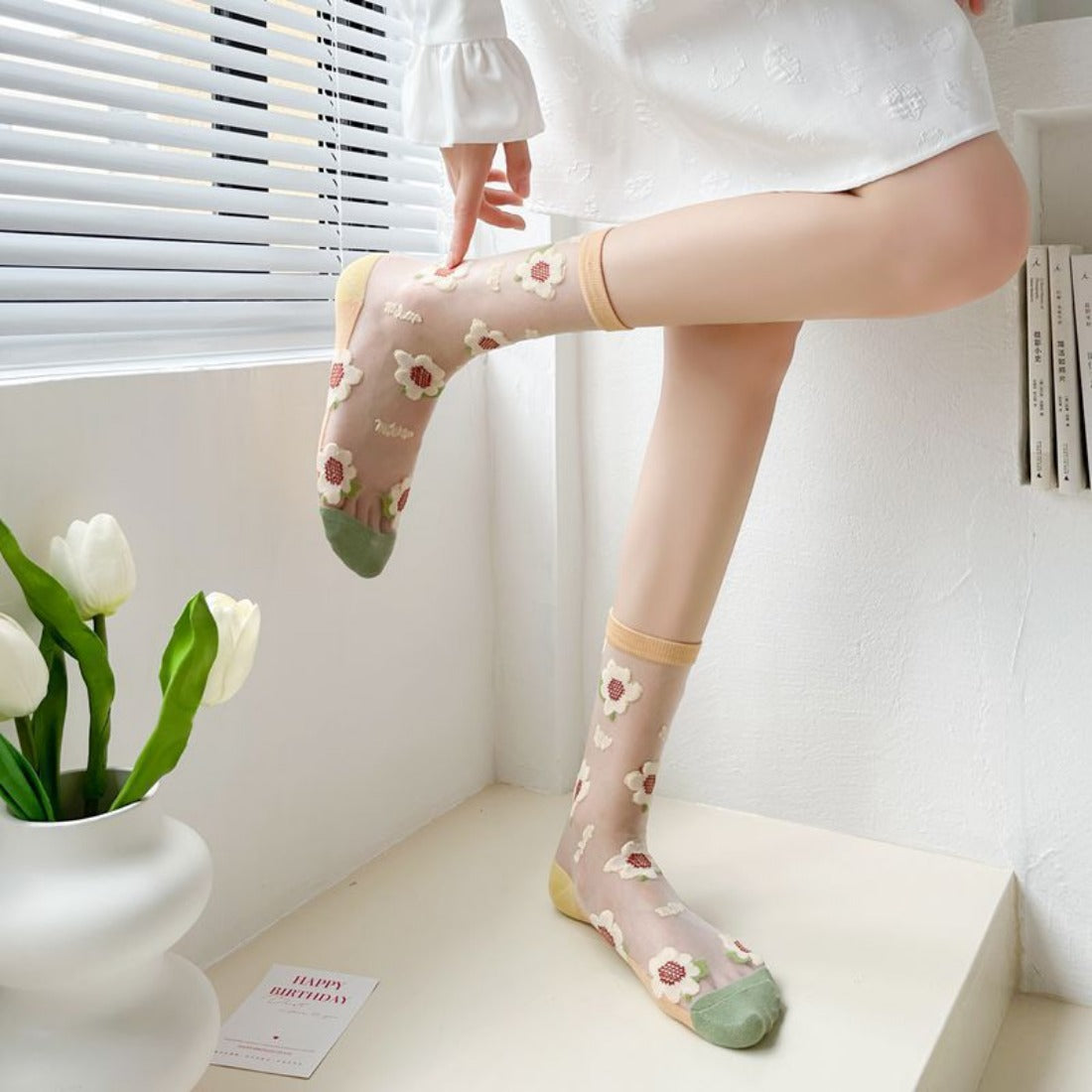 Rufia - Floral &amp; Animal Patterned Mid-Calf Socks