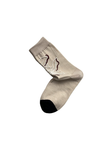 Rufia - Retro Floral Embossed Plaid Socks