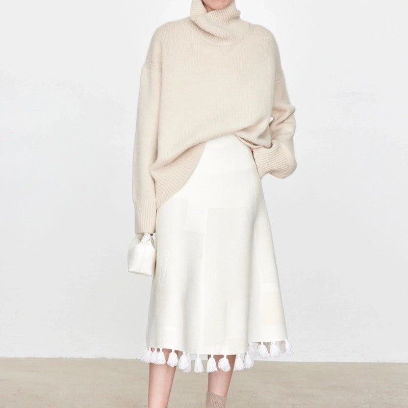 Solid Color High Neck Sweater
