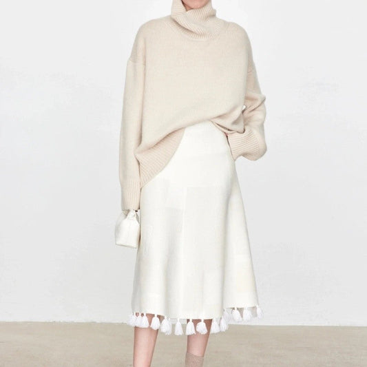 Solid Color High Neck Sweater