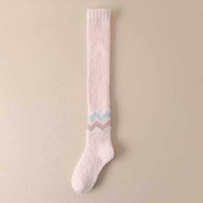 Rufia - Wavy Pattern Coral Fleece Long Socks