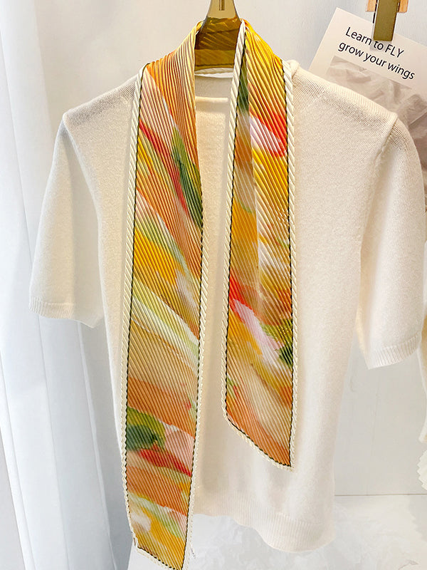 Vintage Tie-Dyed Silk Imitation Pleated Scarf