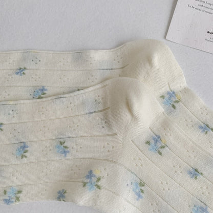 Rufia - Ruffle-Trim Floral Crew Socks