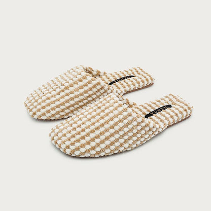 Color Block Cozy Textured Woven Slippers